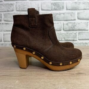 Tory Burch Ginerva suede studded wood heel Boots